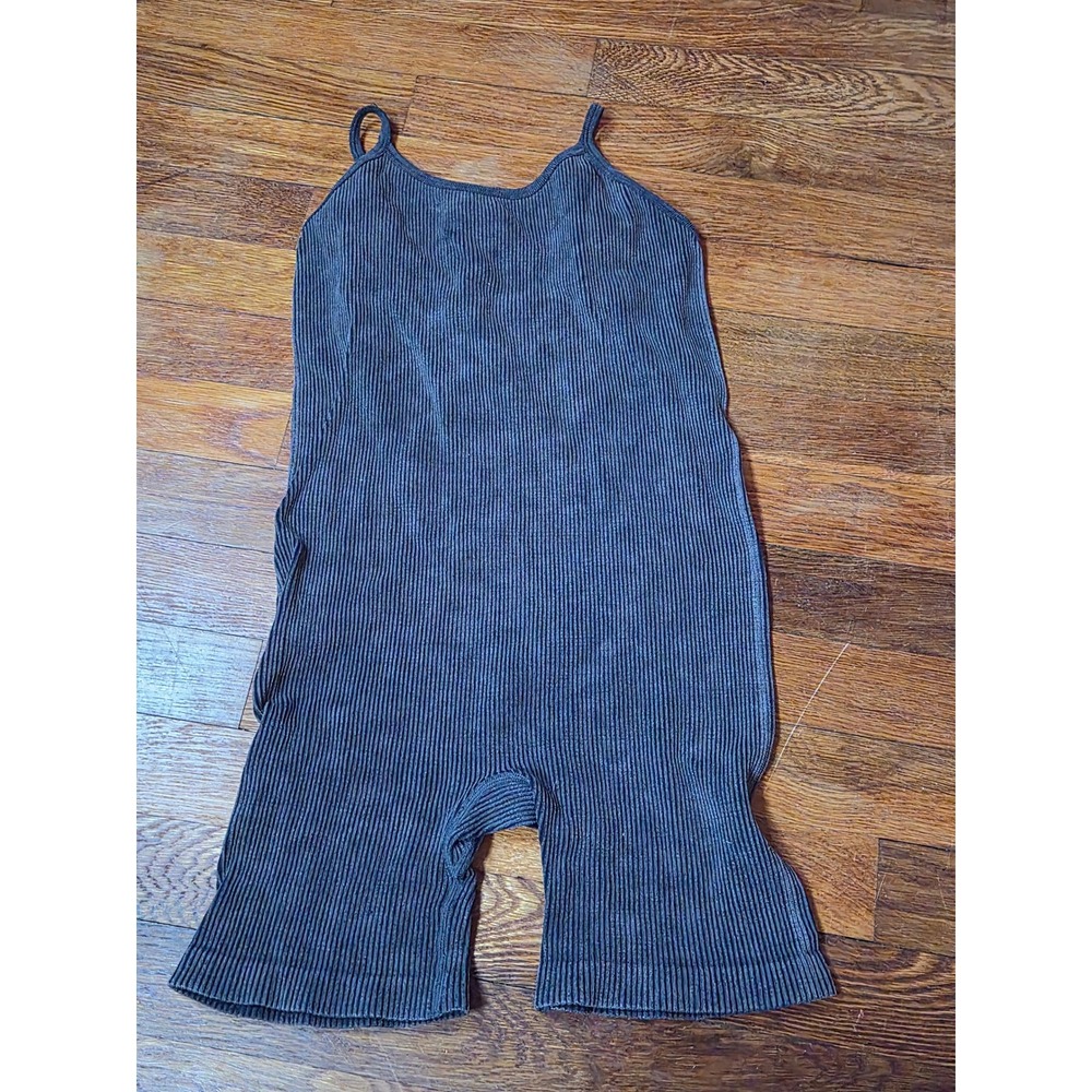 Fct with love BASICS Textured Shapewear Romper Charcoal Gray Ribbed J1N1764C M